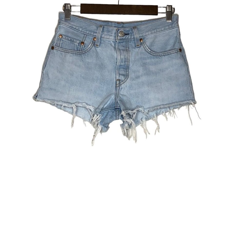 Levi's 501 Denim Raw Hem Button-Fly Light Wash Shorts Size 26